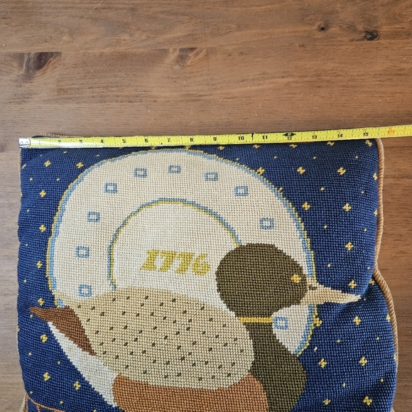 Vintage Cross Stitch Pillow Mallard Duck 1776 Retro Americana - Picture 5 of 6